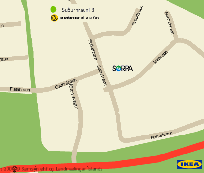Kort af staðsetningu Króks Bílauppboðs ehf